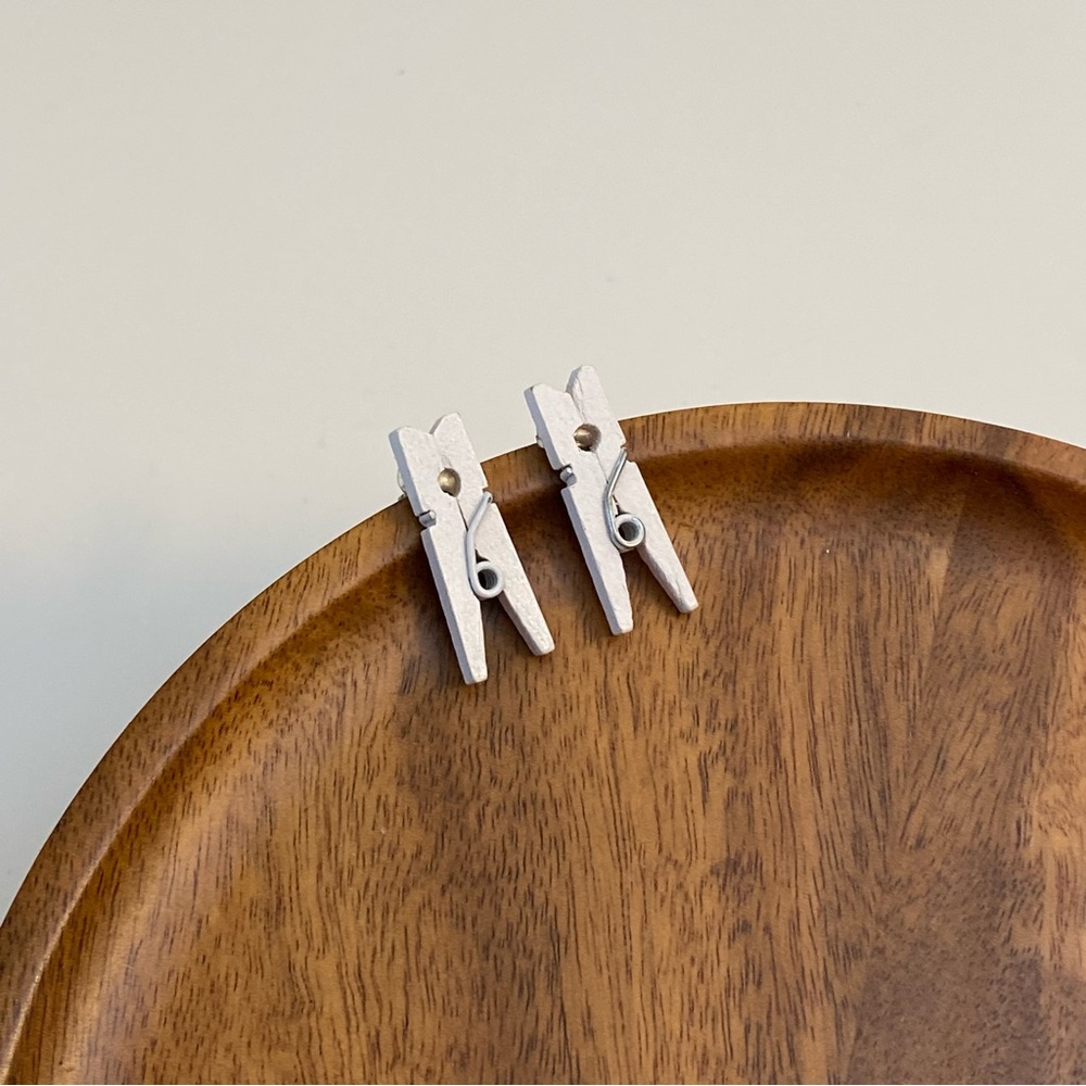 4/$15 Cute Silver Mini Clothespin Earrings